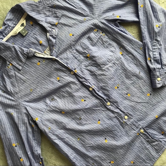 Old Navy Tops - Old Navy Pineapple Avocado Classic Button Shirt